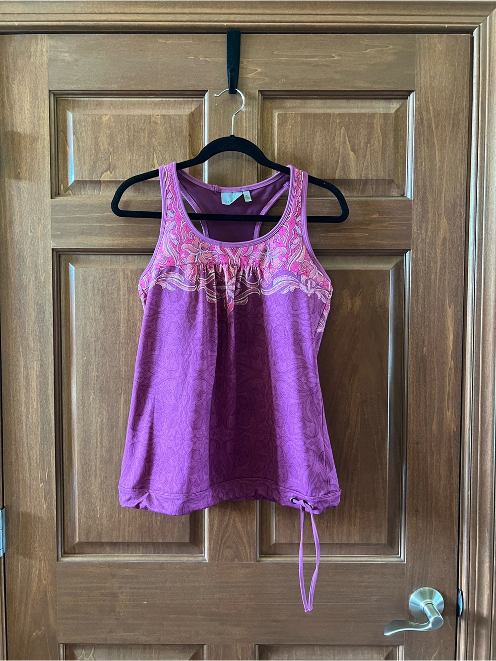 Athleta Tank Top Racerback Floral Print Pink Purple Size M